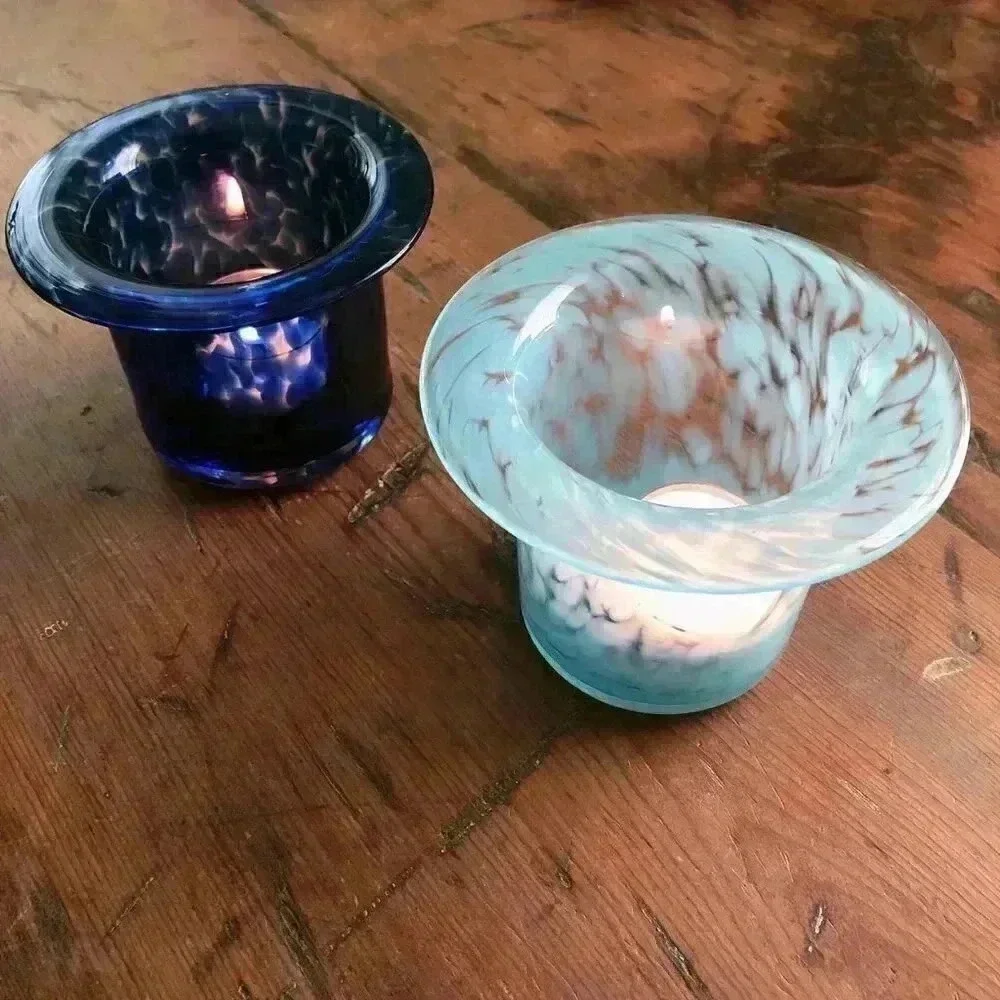 Handblown Glass Cobalt Blue Votive / Tea Light Candle Holder